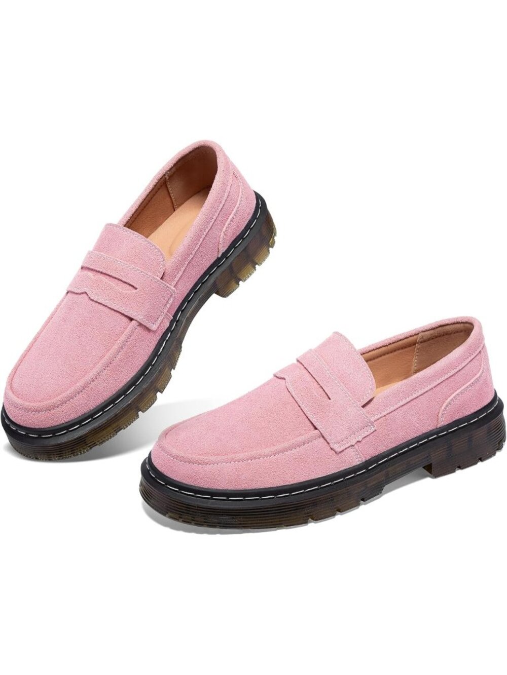 Women's Pink Suede Comfort Fashion Casual Business Work Slip-On Flats Loafer